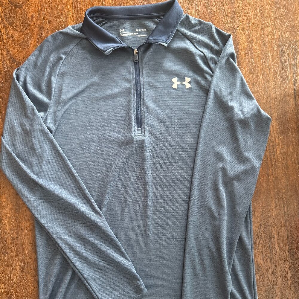 Men's UA Tech ½ Zip Long Sleeve - Under Armour Size Small Blue Gray